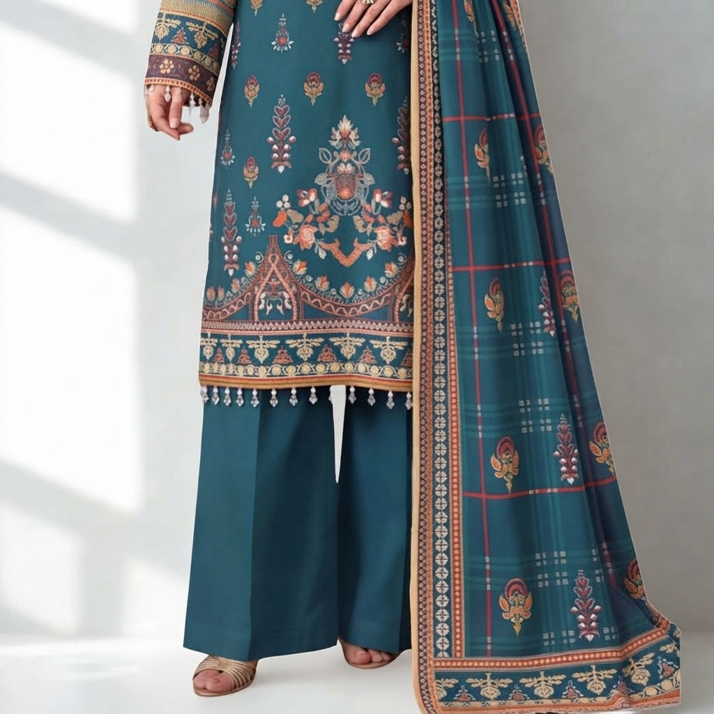 Printed 3-Piece Linen Suit